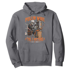 Electrician Lineman Skeleton Graphic Hoodie Pullin Wire Til I Retire TS10 Charcoal Print Your Wear