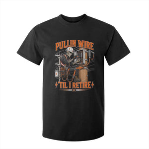 Electrician Lineman Skeleton Graphic T Shirt For Kid Pullin Wire Til I Retire TS10 Black Print Your Wear