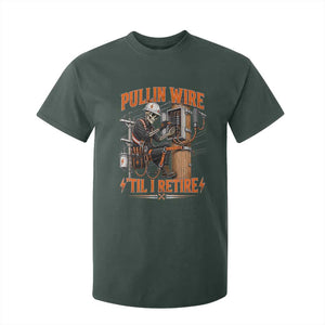 Electrician Lineman Skeleton Graphic T Shirt For Kid Pullin Wire Til I Retire TS10 Dark Forest Green Print Your Wear