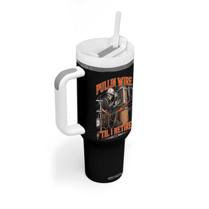 Electrician Lineman Skeleton Graphic Tumbler With Handle Pullin Wire Til I Retire TS10 Print Your Wear