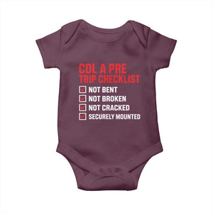 CDL A Pre Trip Checklist Trucker Baby Onesie Driver Safety Inspection Graphic TS10 Maroon Print Your Wear