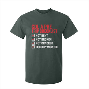 CDL A Pre Trip Checklist Trucker T Shirt For Kid Driver Safety Inspection Graphic TS10 Dark Forest Green Print Your Wear