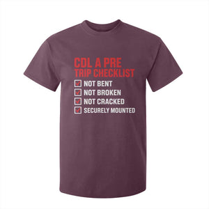 CDL A Pre Trip Checklist Trucker T Shirt For Kid Driver Safety Inspection Graphic TS10 Maroon Print Your Wear
