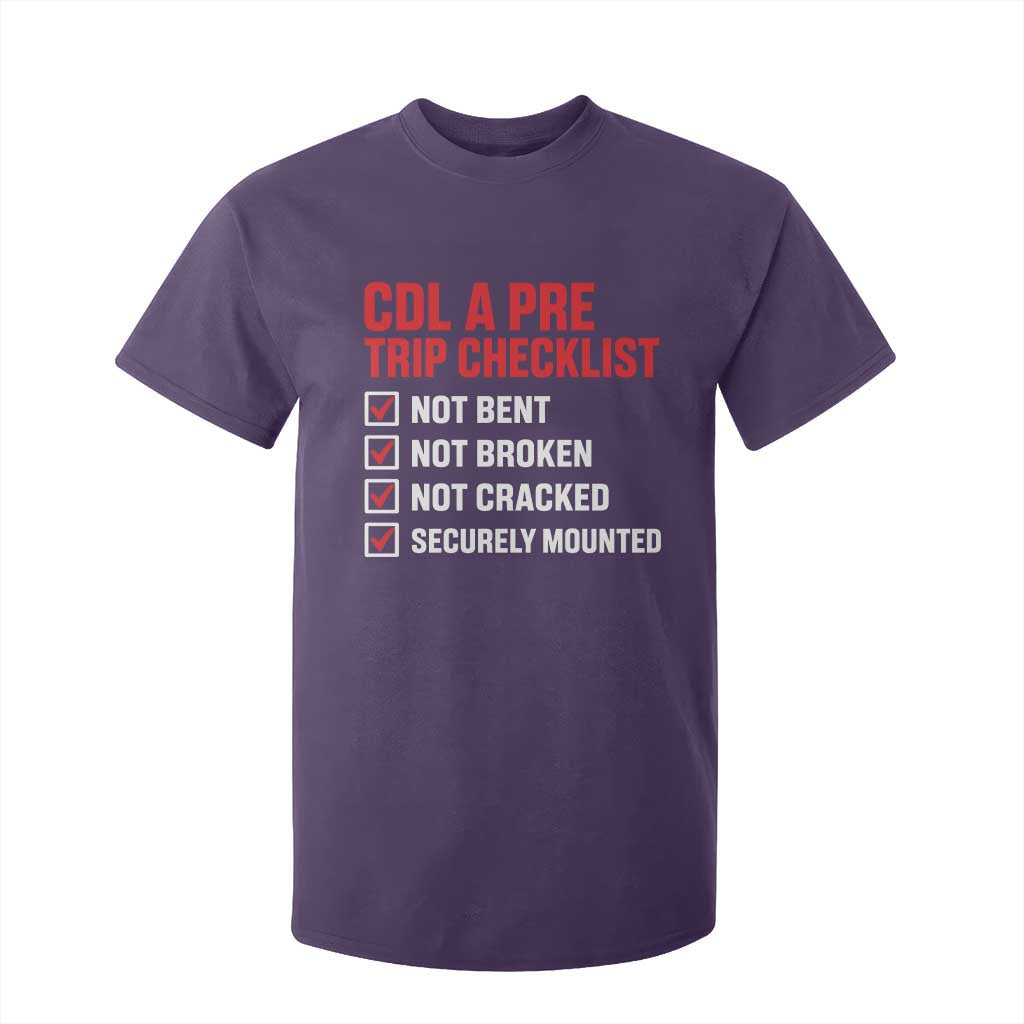 CDL A Pre Trip Checklist Trucker T Shirt For Kid Driver Safety Inspection Graphic TS10 Purple Print Your Wear