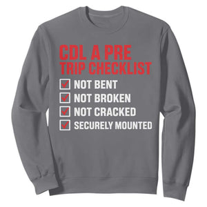 CDL A Pre Trip Checklist Trucker Sweatshirt Driver Safety Inspection Graphic TS10 Charcoal Print Your Wear
