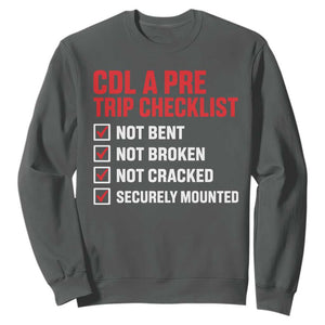 CDL A Pre Trip Checklist Trucker Sweatshirt Driver Safety Inspection Graphic TS10 Dark Heather Print Your Wear