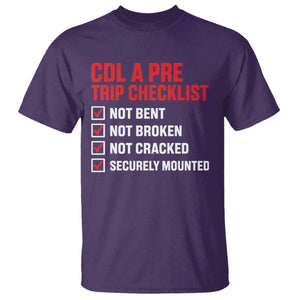 CDL A Pre Trip Checklist Trucker T Shirt Driver Safety Inspection Graphic TS10 Purple Print Your Wear
