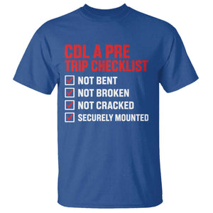 CDL A Pre Trip Checklist Trucker T Shirt Driver Safety Inspection Graphic TS10 Royal Blue Print Your Wear