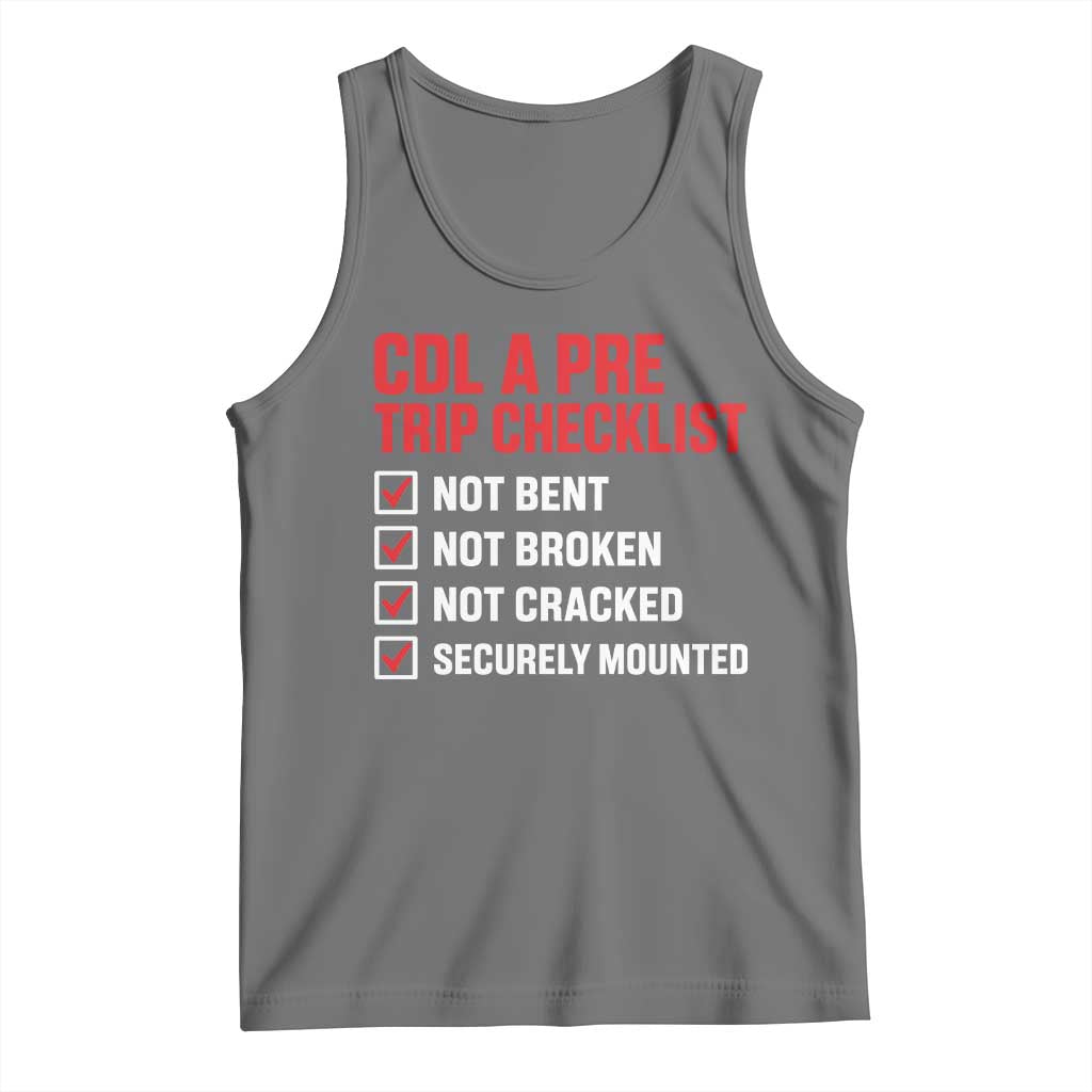 CDL A Pre Trip Checklist Trucker Tank Top Driver Safety Inspection Graphic TS10 Black Heather Print Your Wear