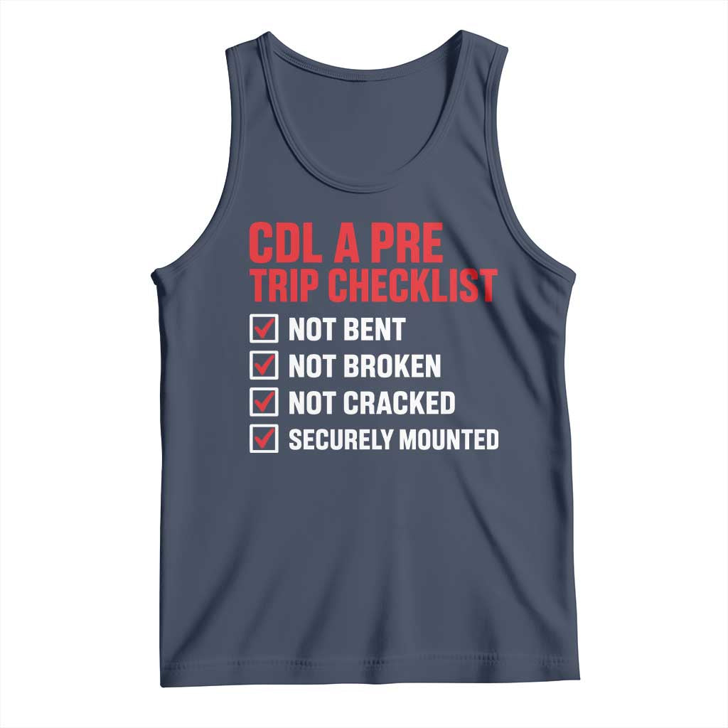 CDL A Pre Trip Checklist Trucker Tank Top Driver Safety Inspection Graphic TS10 Navy Print Your Wear