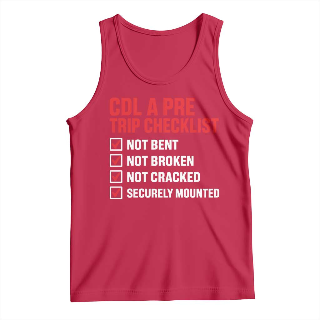 CDL A Pre Trip Checklist Trucker Tank Top Driver Safety Inspection Graphic TS10 Red Print Your Wear