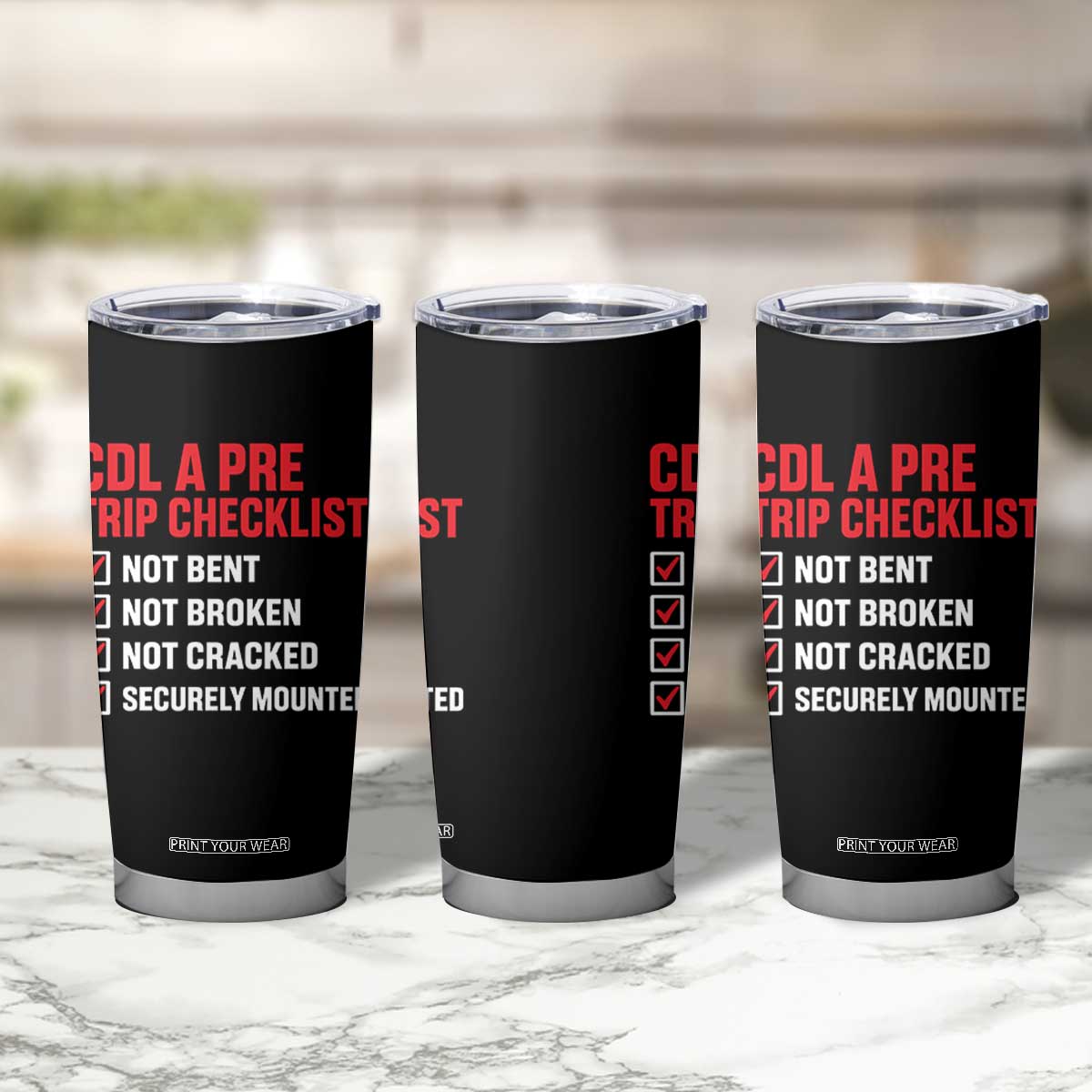 CDL A Pre Trip Checklist Trucker Tumbler Cup Driver Safety Inspection Graphic TS10 Print Your Wear