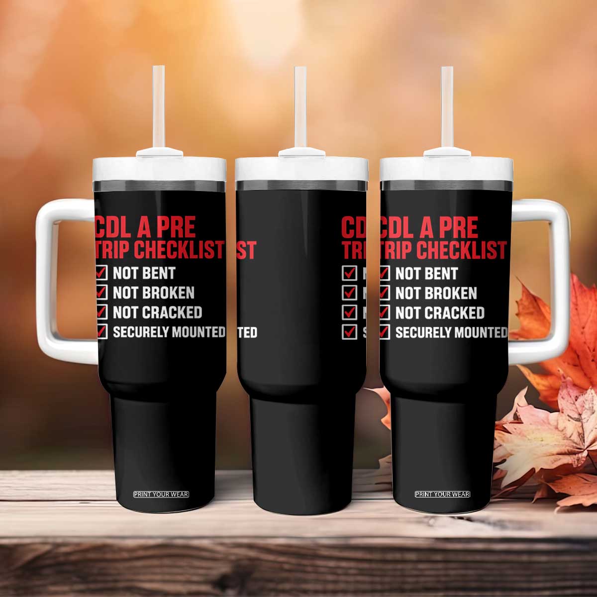 CDL A Pre Trip Checklist Trucker Tumbler With Handle Driver Safety Inspection Graphic TS10 Print Your Wear