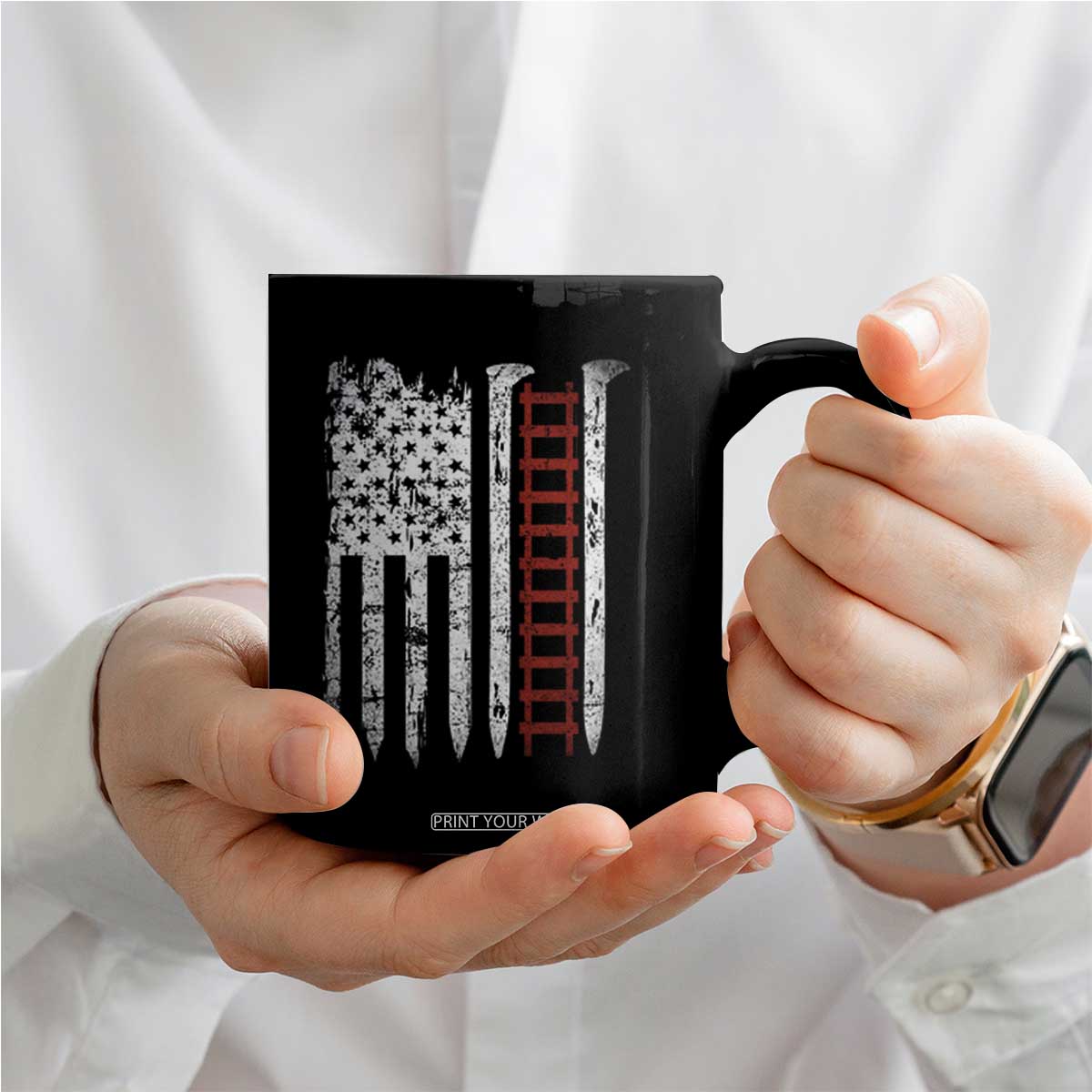 American Flag Railroad Coffee Mug Railway Workers Track Spike Graphic TS10 Print Your Wear
