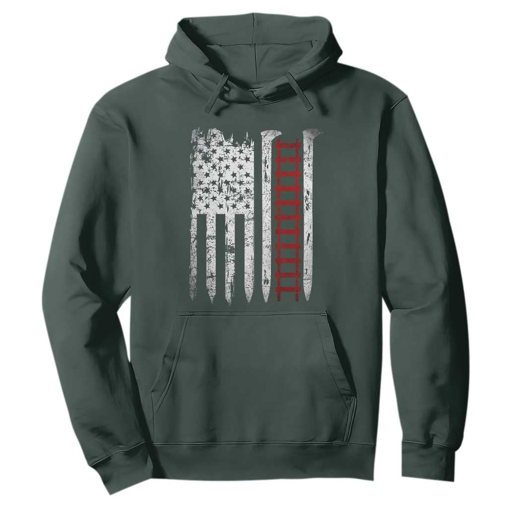 American Flag Railroad Hoodie Railway Workers Track Spike Graphic TS10 Dark Forest Green Print Your Wear
