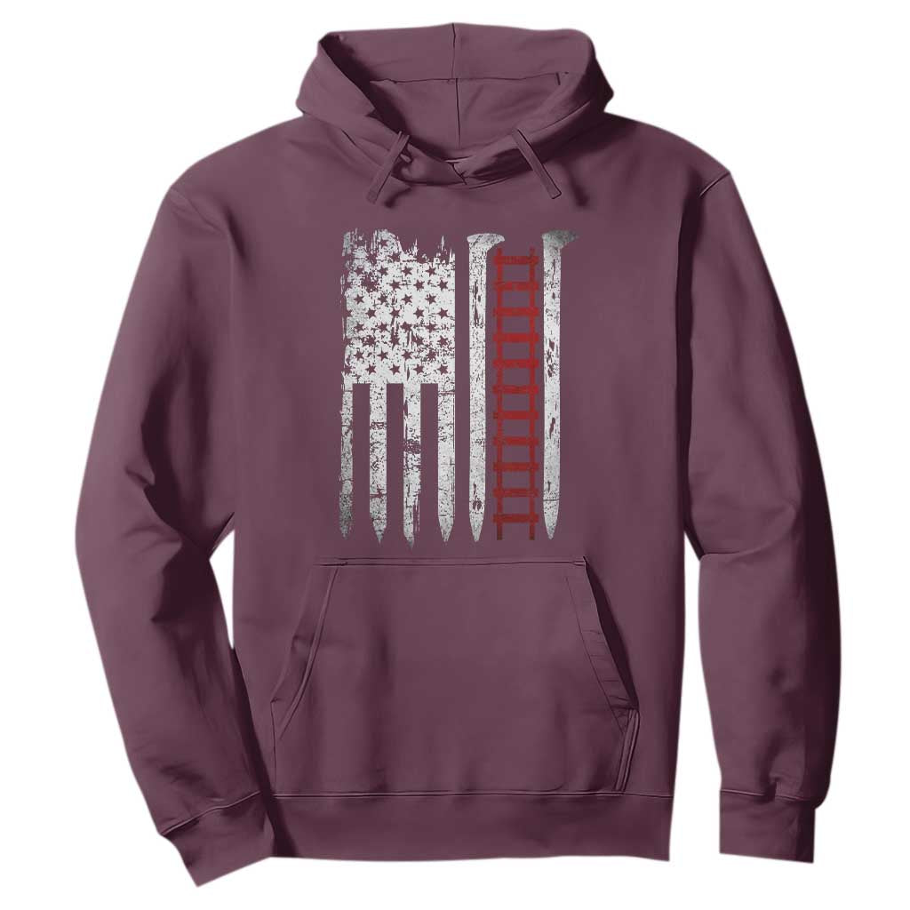 American Flag Railroad Hoodie Railway Workers Track Spike Graphic TS10 Maroon Print Your Wear