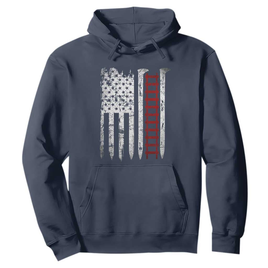 American Flag Railroad Hoodie Railway Workers Track Spike Graphic TS10 Navy Print Your Wear