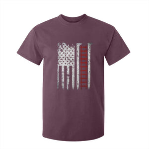 American Flag Railroad T Shirt For Kid Railway Workers Track Spike Graphic TS10 Maroon Print Your Wear