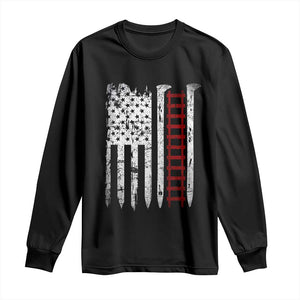 American Flag Railroad Long Sleeve Shirt Railway Workers Track Spike Graphic TS10 Black Print Your Wear