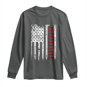 American Flag Railroad Long Sleeve Shirt Railway Workers Track Spike Graphic TS10 Dark Heather Print Your Wear