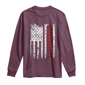 American Flag Railroad Long Sleeve Shirt Railway Workers Track Spike Graphic TS10 Maroon Print Your Wear