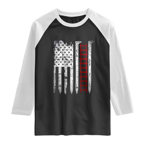 American Flag Railroad Raglan Shirt Railway Workers Track Spike Graphic TS10 Black White Print Your Wear