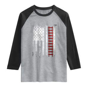 American Flag Railroad Raglan Shirt Railway Workers Track Spike Graphic TS10 Heather Gray Black Print Your Wear