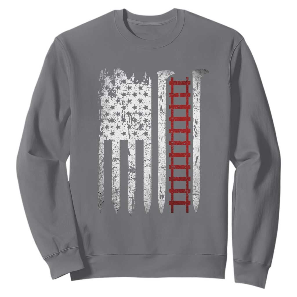 American Flag Railroad Sweatshirt Railway Workers Track Spike Graphic TS10 Charcoal Print Your Wear