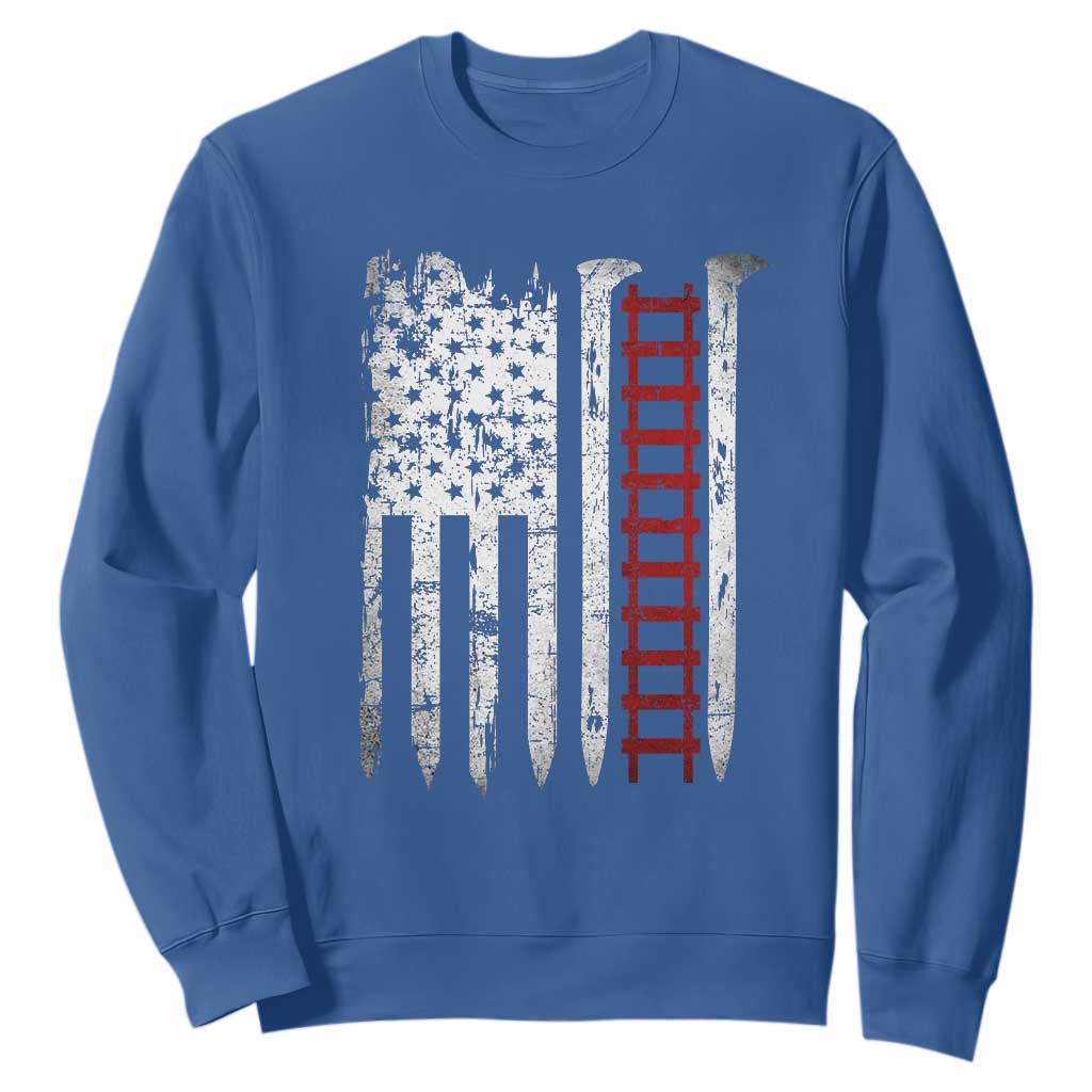 American Flag Railroad Sweatshirt Railway Workers Track Spike Graphic TS10 Royal Blue Print Your Wear