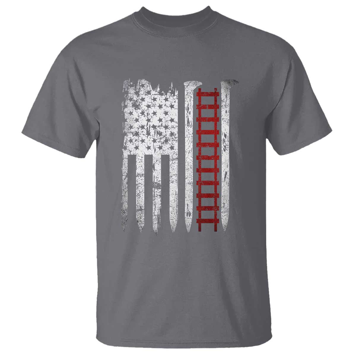 American Flag Railroad T Shirt Railway Workers Track Spike Graphic TS10 Charcoal Print Your Wear