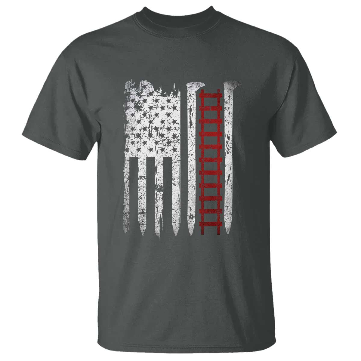 American Flag Railroad T Shirt Railway Workers Track Spike Graphic TS10 Dark Heather Print Your Wear