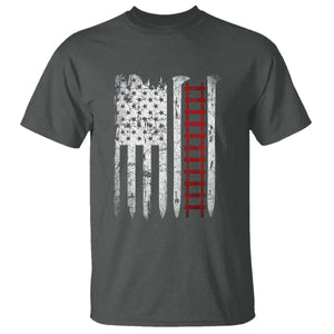 American Flag Railroad T Shirt Railway Workers Track Spike Graphic TS10 Dark Heather Print Your Wear