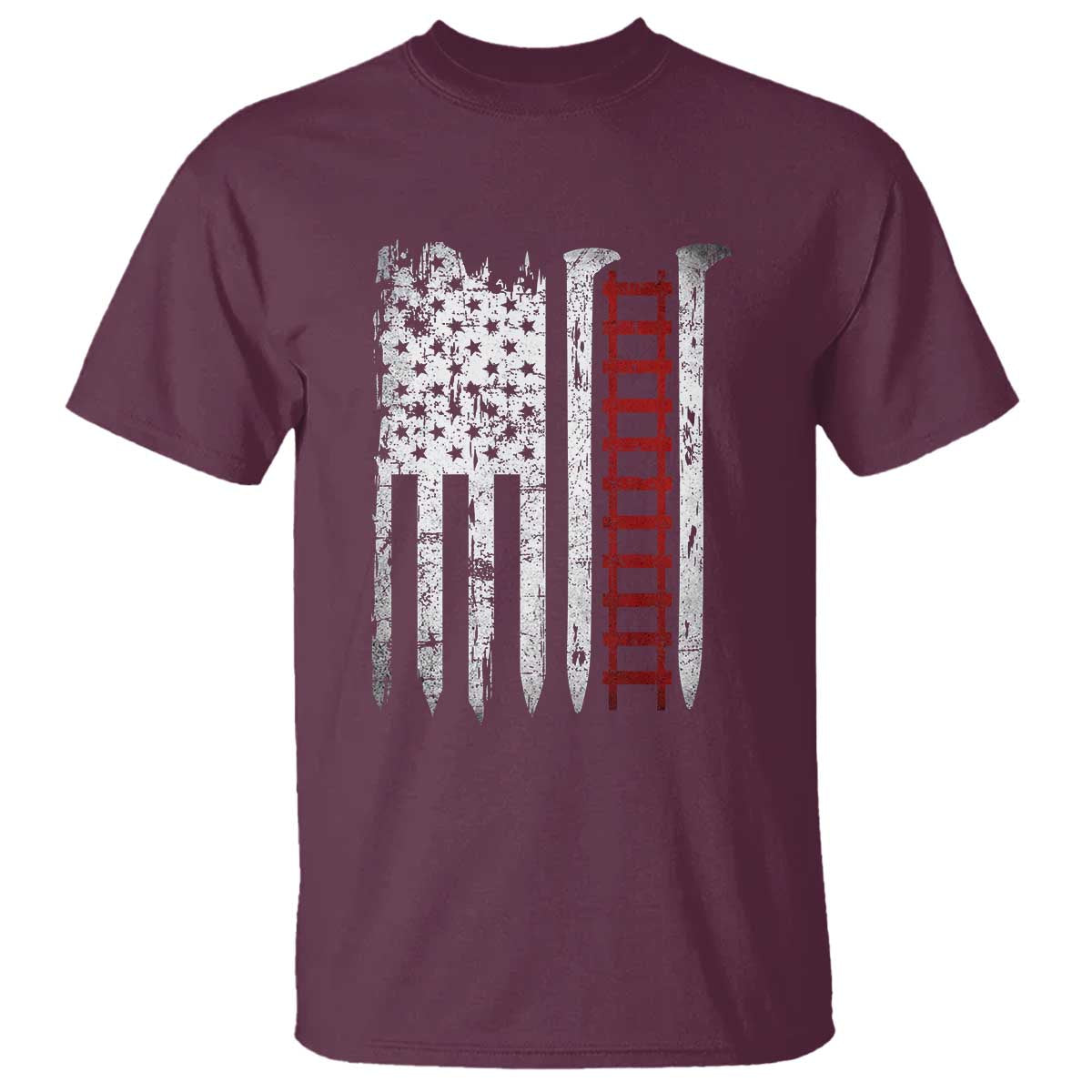 American Flag Railroad T Shirt Railway Workers Track Spike Graphic TS10 Maroon Print Your Wear