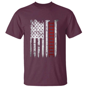 American Flag Railroad T Shirt Railway Workers Track Spike Graphic TS10 Maroon Print Your Wear