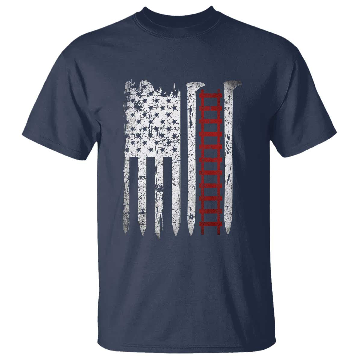American Flag Railroad T Shirt Railway Workers Track Spike Graphic TS10 Navy Print Your Wear