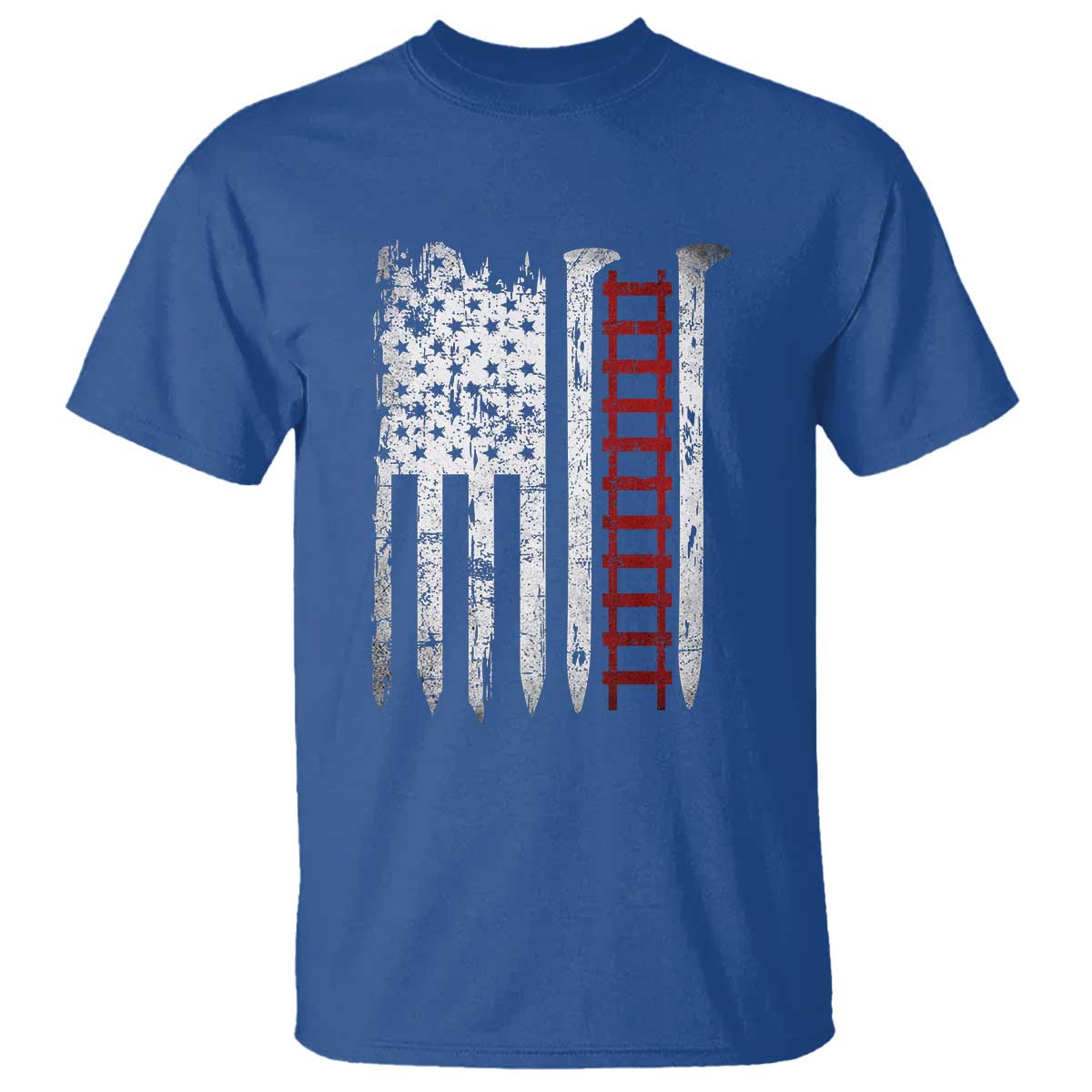 American Flag Railroad T Shirt Railway Workers Track Spike Graphic TS10 Royal Blue Print Your Wear