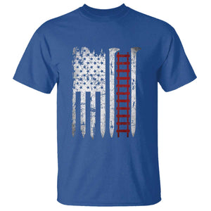 American Flag Railroad T Shirt Railway Workers Track Spike Graphic TS10 Royal Blue Print Your Wear