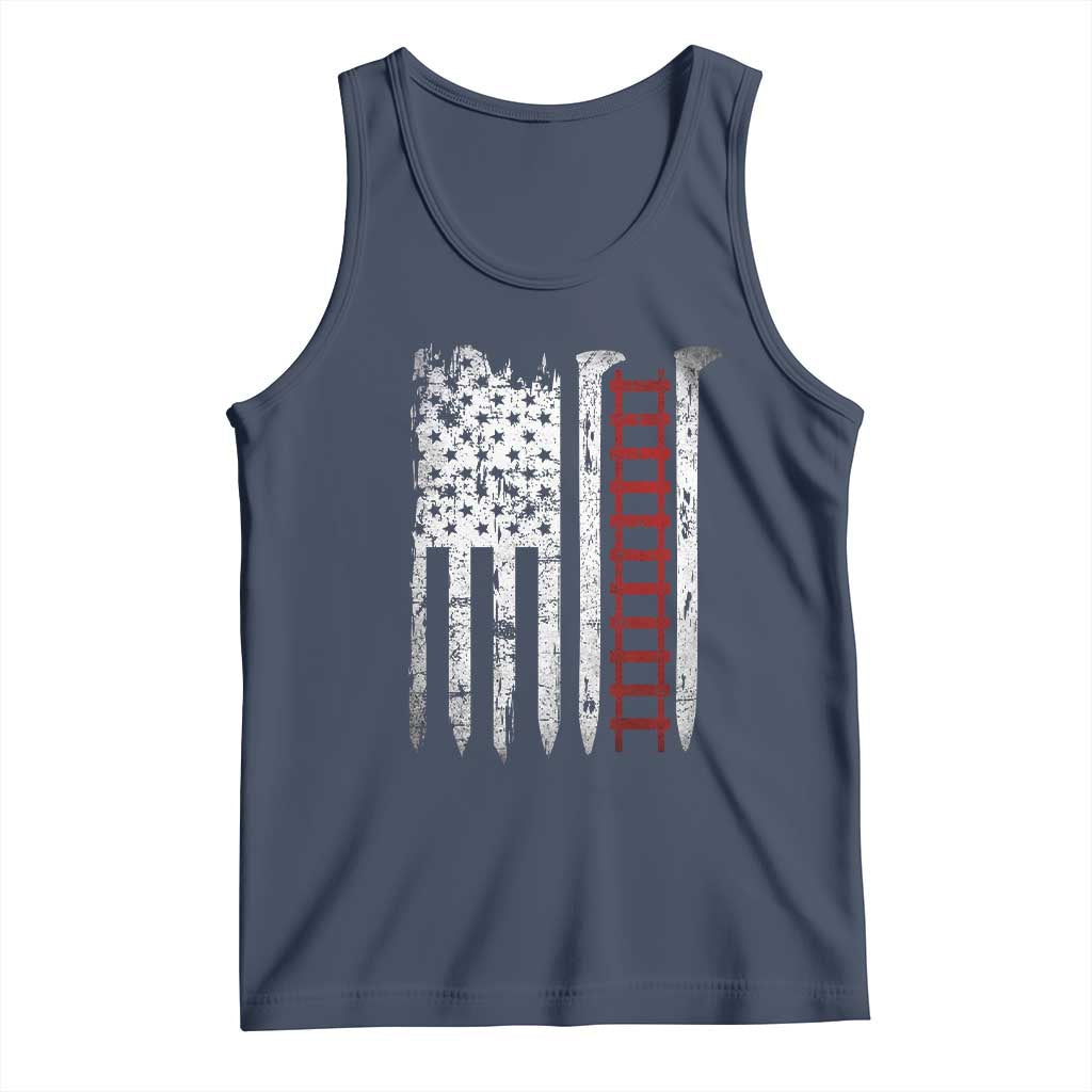 American Flag Railroad Tank Top Railway Workers Track Spike Graphic TS10 Navy Print Your Wear