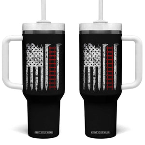 American Flag Railroad Tumbler With Handle Railway Workers Track Spike Graphic TS10 One Size: 40 oz Black Print Your Wear