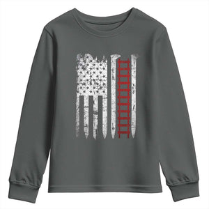 American Flag Railroad Youth Sweatshirt Railway Workers Track Spike Graphic TS10 Dark Heather Print Your Wear