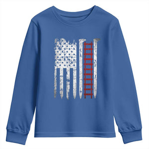 American Flag Railroad Youth Sweatshirt Railway Workers Track Spike Graphic TS10 Royal Blue Print Your Wear