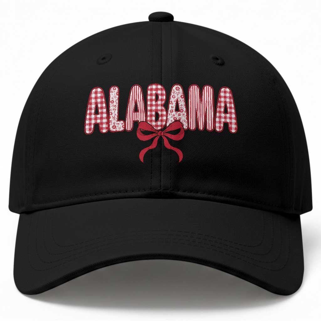 Alabama Coquette Bow Gingham Game Day Spirit Graphic Baseball Cap