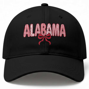 Alabama Coquette Bow Gingham Game Day Spirit Graphic Baseball Cap