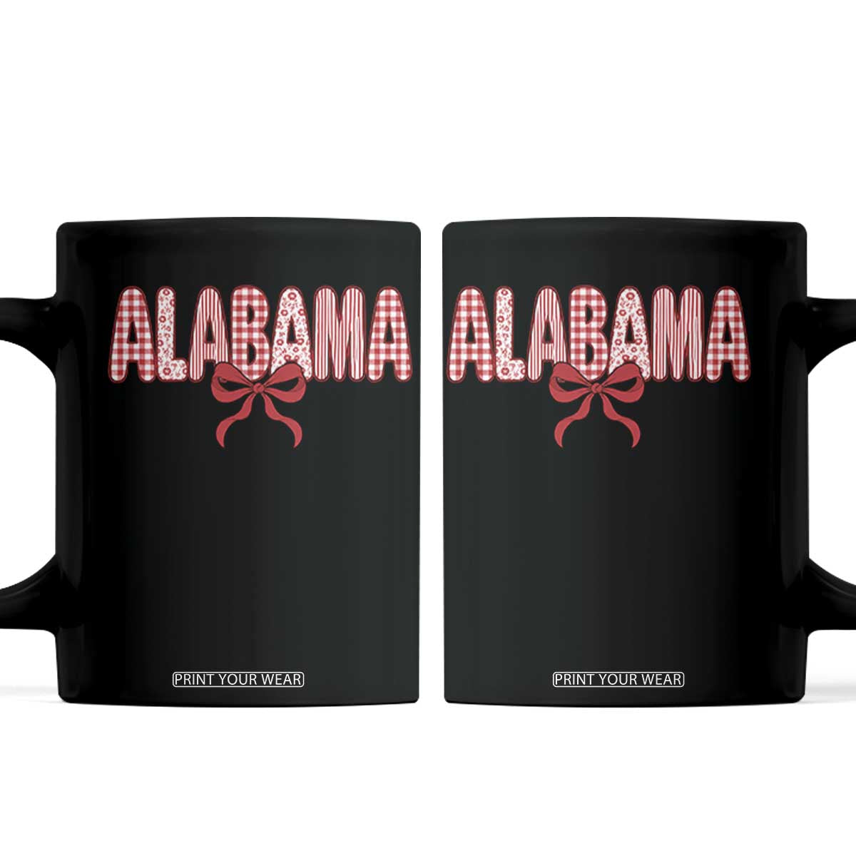 Alabama Coquette Bow Gingham Game Day Spirit Graphic Coffee Mug