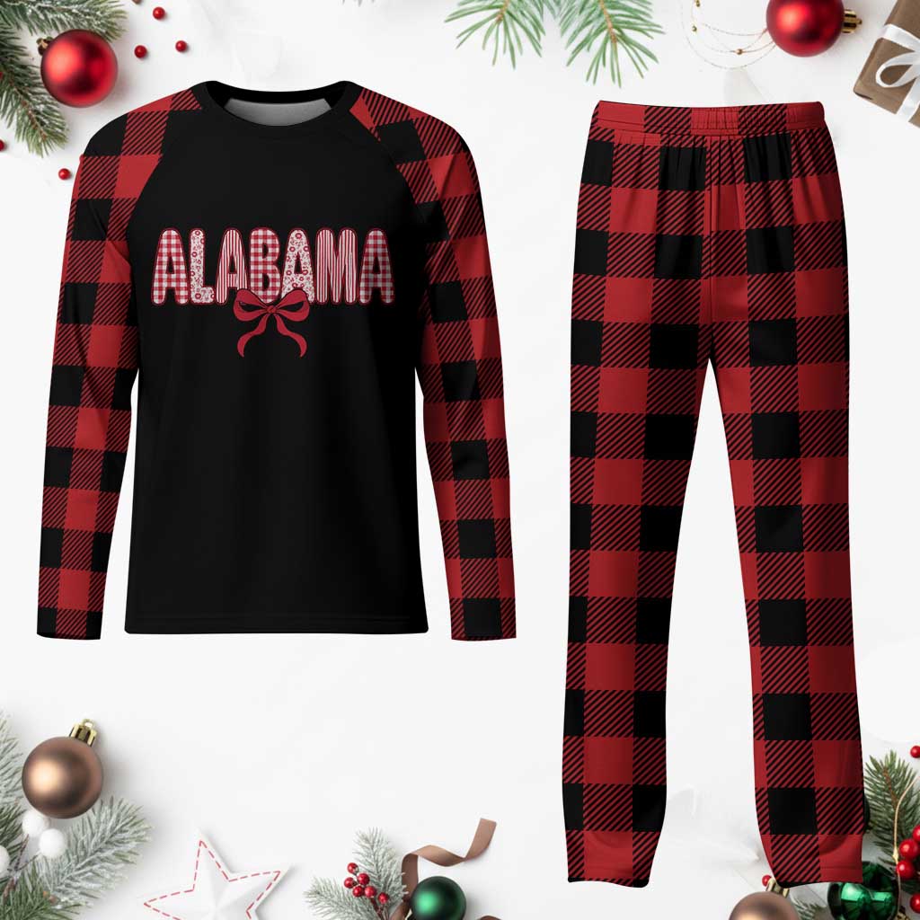 Alabama Coquette Bow Gingham Game Day Spirit Graphic Plaid Pajama Set