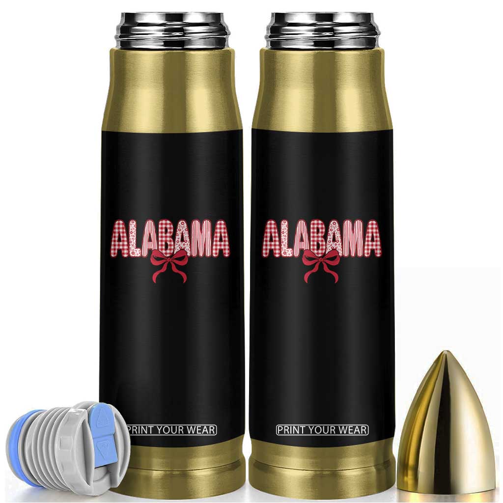 Alabama Coquette Bow Gingham Game Day Spirit Graphic Bullet Tumbler