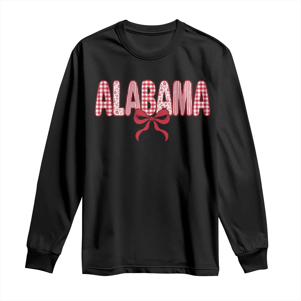 Alabama Coquette Bow Gingham Game Day Spirit Graphic Long Sleeve Shirt