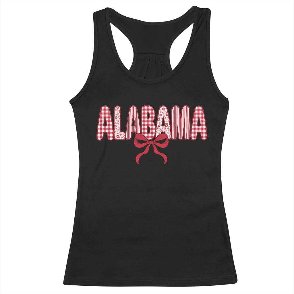 Alabama Coquette Bow Gingham Game Day Spirit Graphic Racerback Tank Top