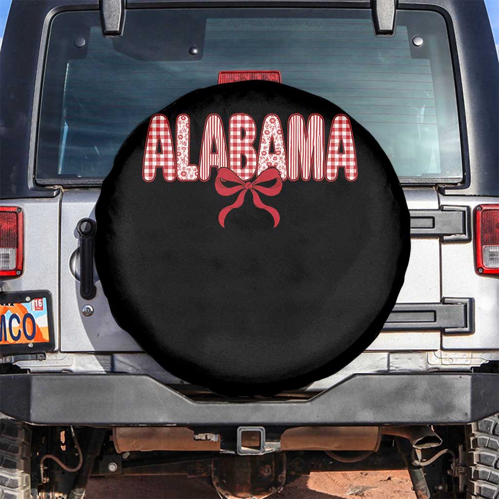 Alabama Coquette Bow Gingham Game Day Spirit Graphic Spare Tire Cover
