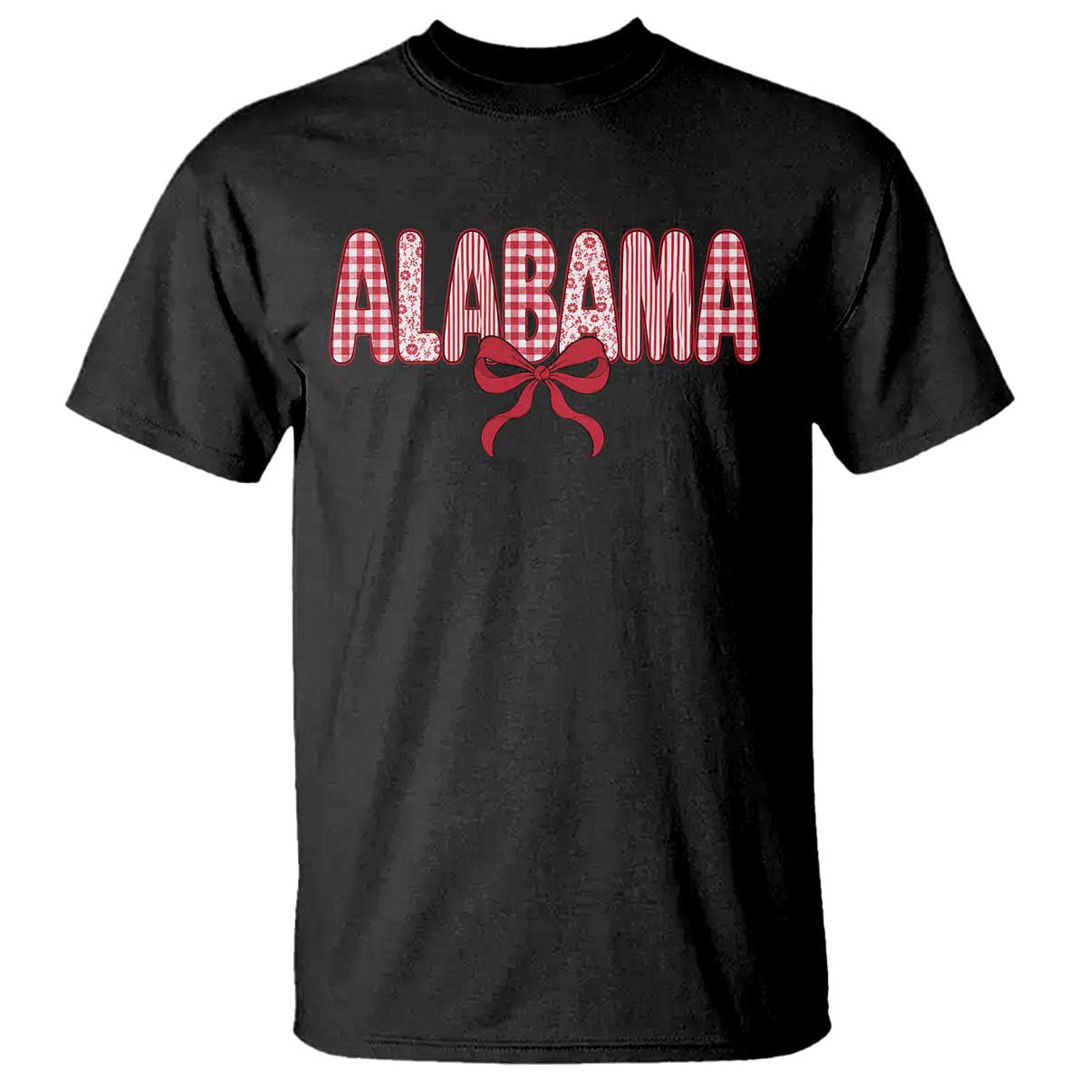 Alabama Coquette Bow Gingham Game Day Spirit Graphic T Shirt